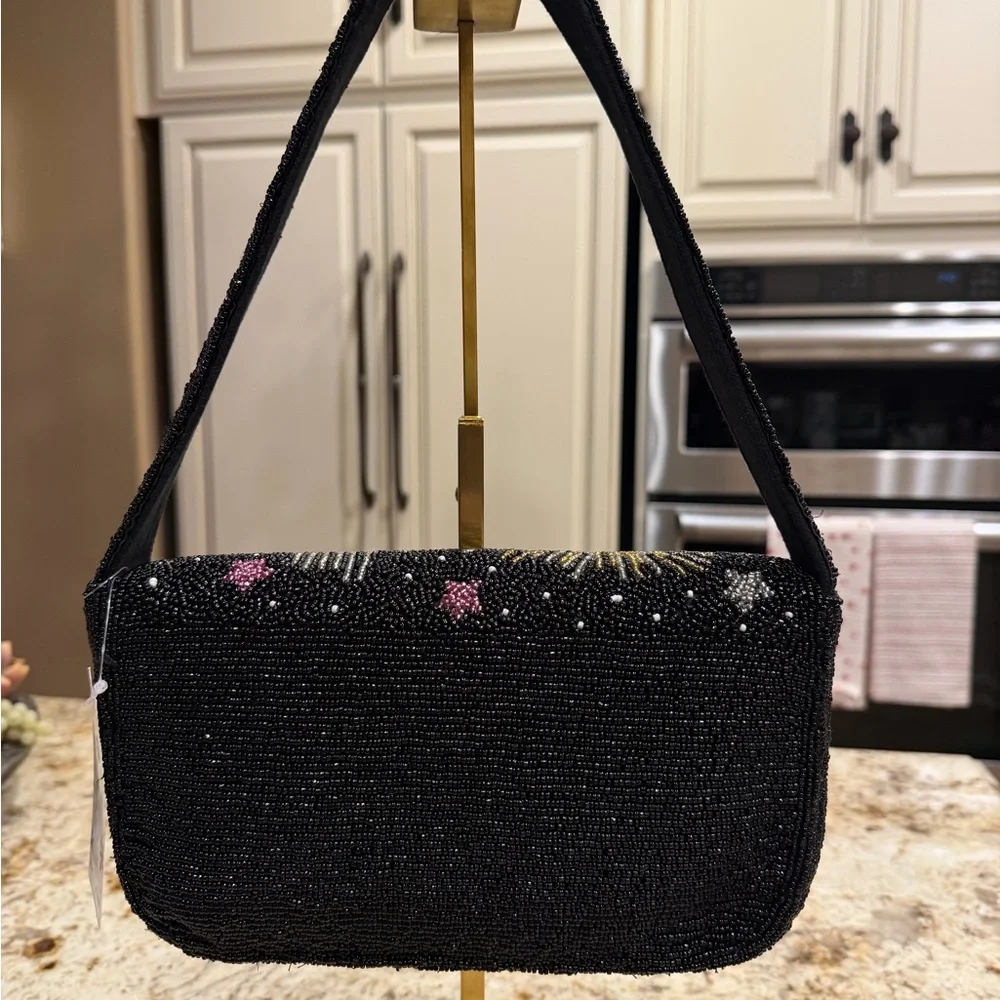 America & Beyond Cosmic Black Beaded shoulder Bag - Picture 3 of 9